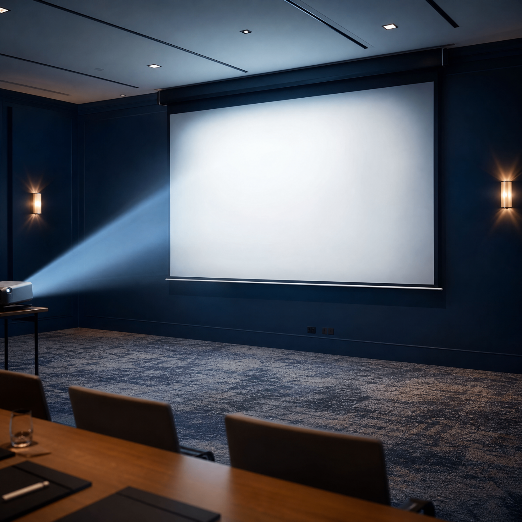 Zona de ponentes con proyector activo.